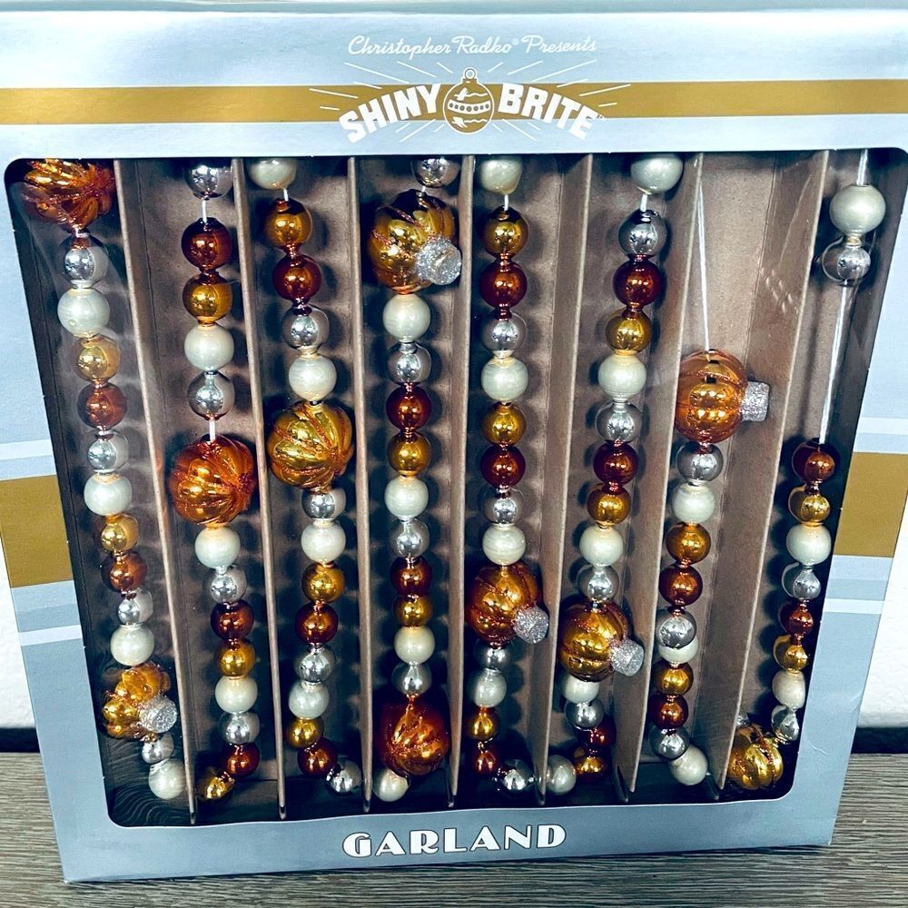 Christopher Radko Shiny Brite Halloween Vintage Glass Beaded Pumpkin Garland